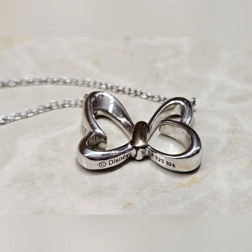 Minnie Mouse Bow Necklace sterling silver and 10k gold Womens
